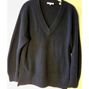 Vince Womens Cashmere V-neck Dbl Ply Black Tunic Sweater Sz XS - M *oversized